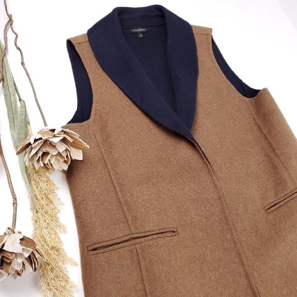 Talbots Camel Tan & Navy Wool Blend Jacket Size XS - Picture 11 of 13
